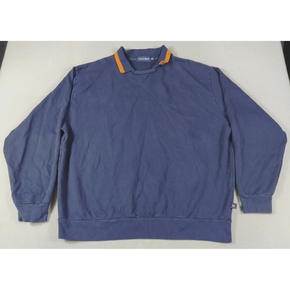 Polo Ralph Lauren Polo Golf Sweatshirt Mens 2XL Blue Mock Neck Logo Fleece